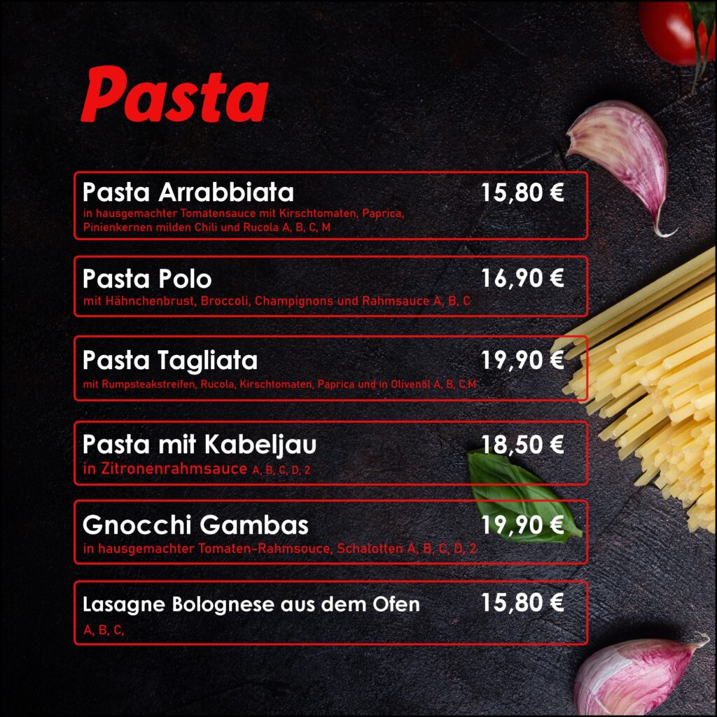 pasta menü 1